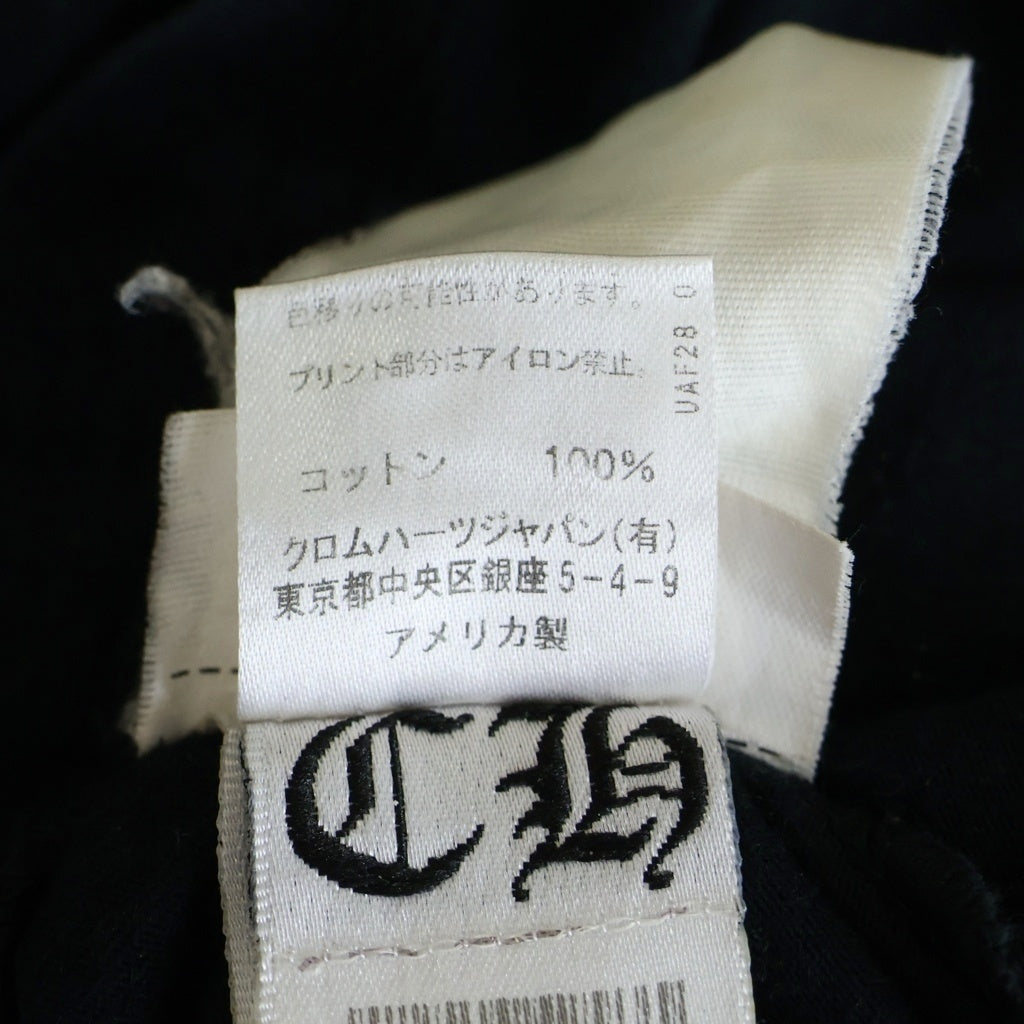 CHROME HEARTS(クロムハーツ) ヴァインダガープリント 胸ポケット 袖ロゴプリント 長袖 Tシャツ クルーネック カットソー ブラック