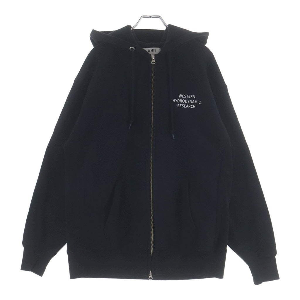 WESTERN HYDRODYNAMIC RESEARCH(ウェスタンハイドロダイナミックリサーチ) WHR-ZIP HOODIE ロゴ刺繍 ジップアップ パーカー ブラック