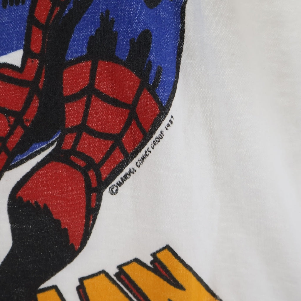 VINTAGE(ヴィンテージ) 80s SPIDERMAN スパイダーマン 半袖 Tシャツ カットソー クルーネック ホワイト