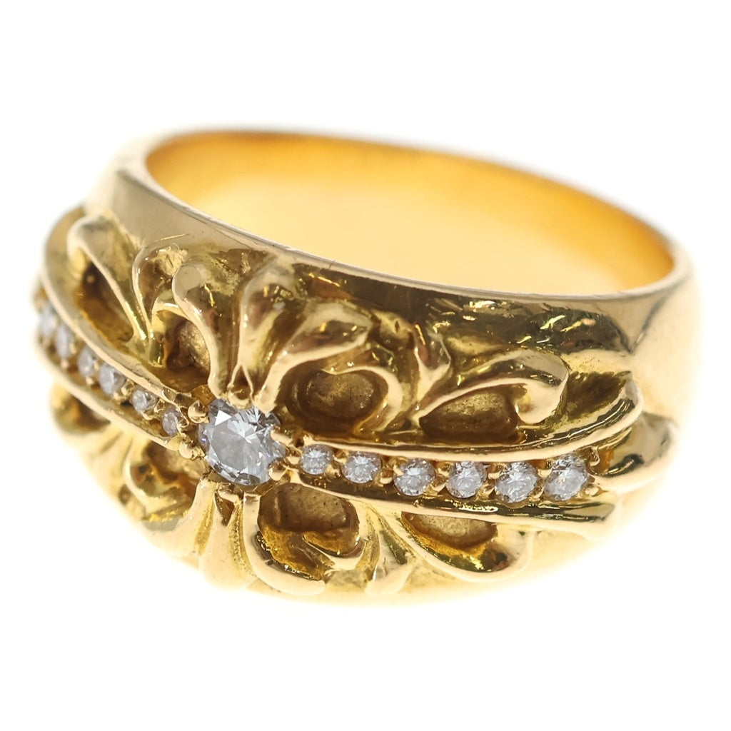 CHROME HEARTS(クロムハーツ) 22K FLRL CRS P D 22Kフローラルクロス PAVEダイヤ ゴールドリング