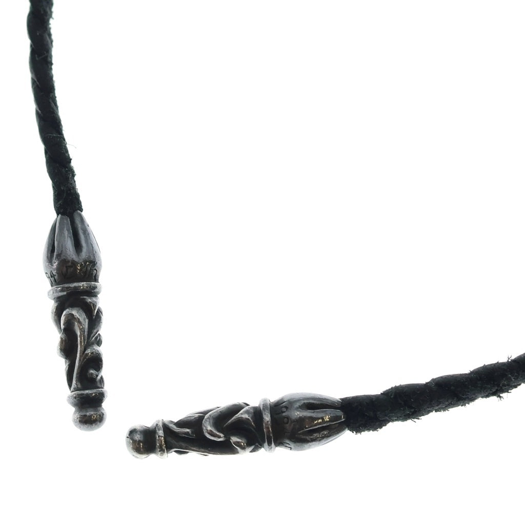 CHROME HEARTS(クロムハーツ) LEATHER BRAID スクロールレザーブレード シルバーネックレス
