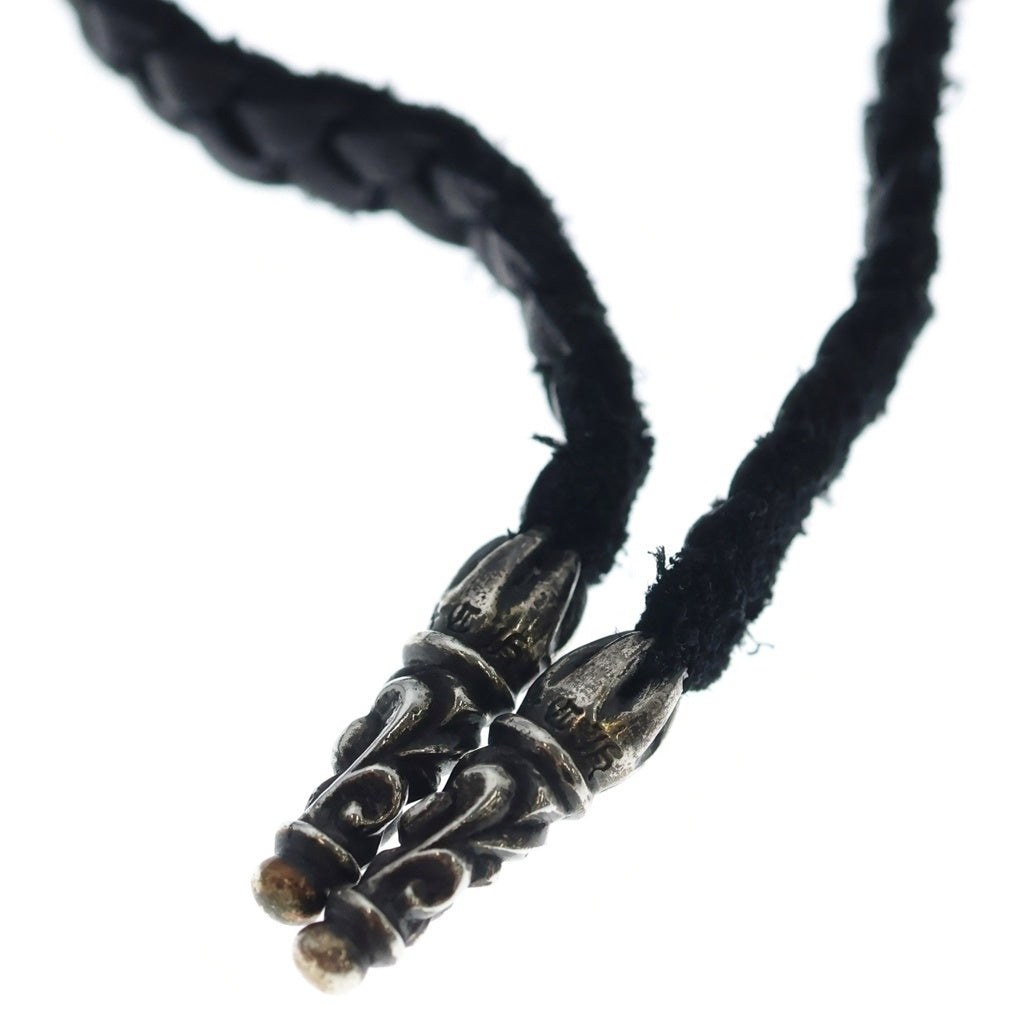 CHROME HEARTS(クロムハーツ) LEATHER BRAID スクロールレザーブレード ネックレス ブラック/シルバー