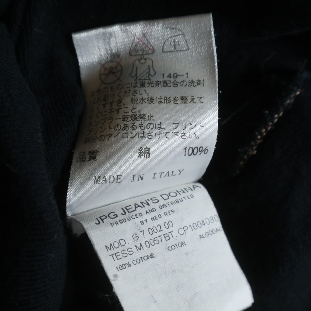 Jean Paul GAULTIER(ジャンポールゴルチエ) 00s フロントプリント クルーネック半袖Tシャツ ショートスリーブカットソー ブラック レディース G700200