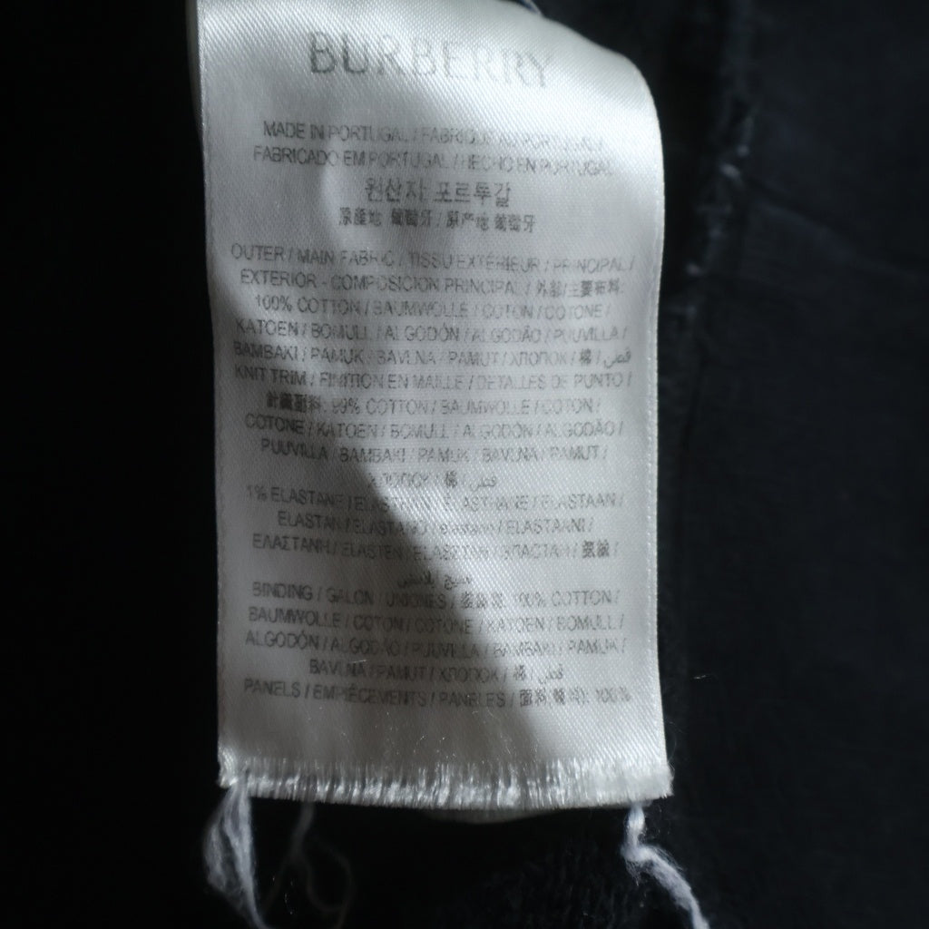 BURBERRY(バーバリー) チェックトリム コットンスウェットトレーナー 胸刺繍ロゴ サイドライン ブラック