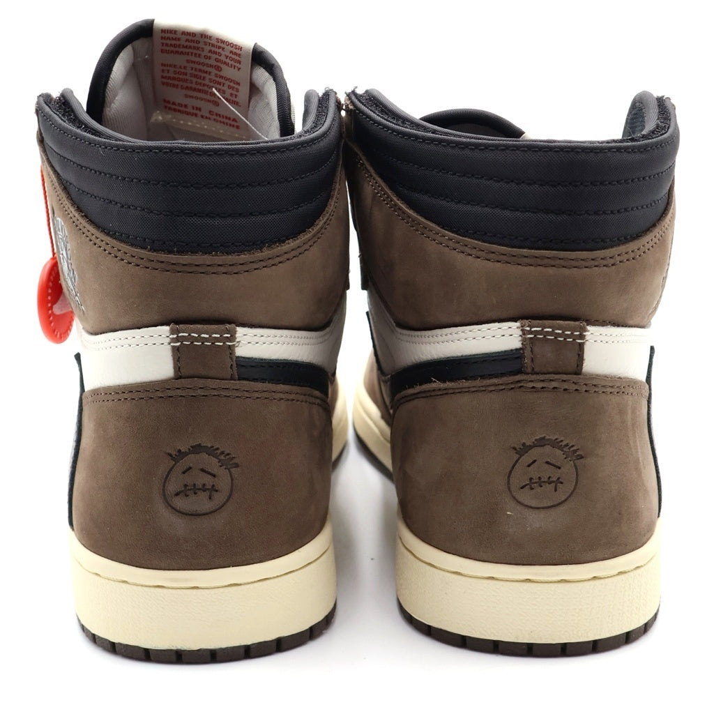 NIKE(ナイキ) ×TRAVIS SCOTT AIR JORDAN 1 RETRO HIGH OG TS SP トラヴィススコット エアジョーダン1 ハイカットスニーカー ブラウン/ホワイト CD4487-100 US10/28cm