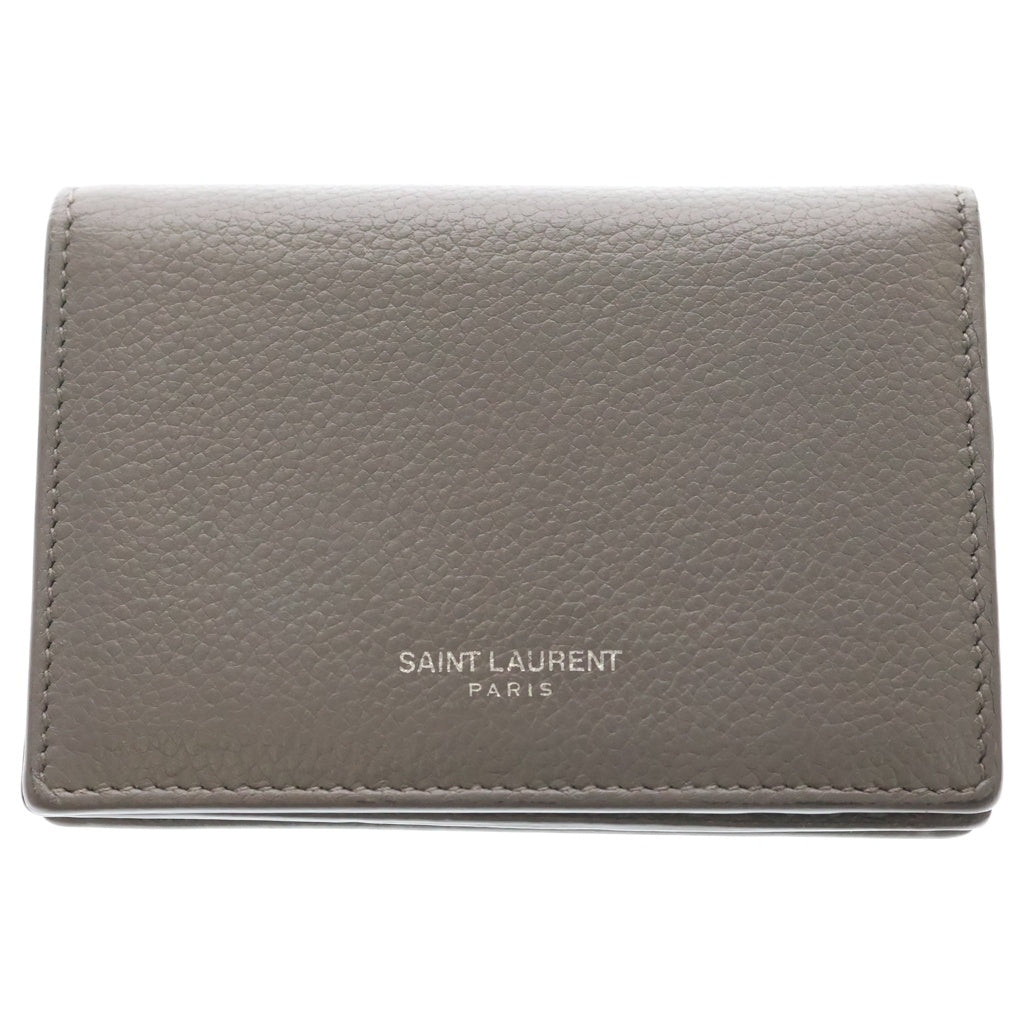 SAINT LAURENT PARIS(サンローランパリ) TINY WALLET ロゴプリント レザー ウォレット 二つ折り財布 グレー