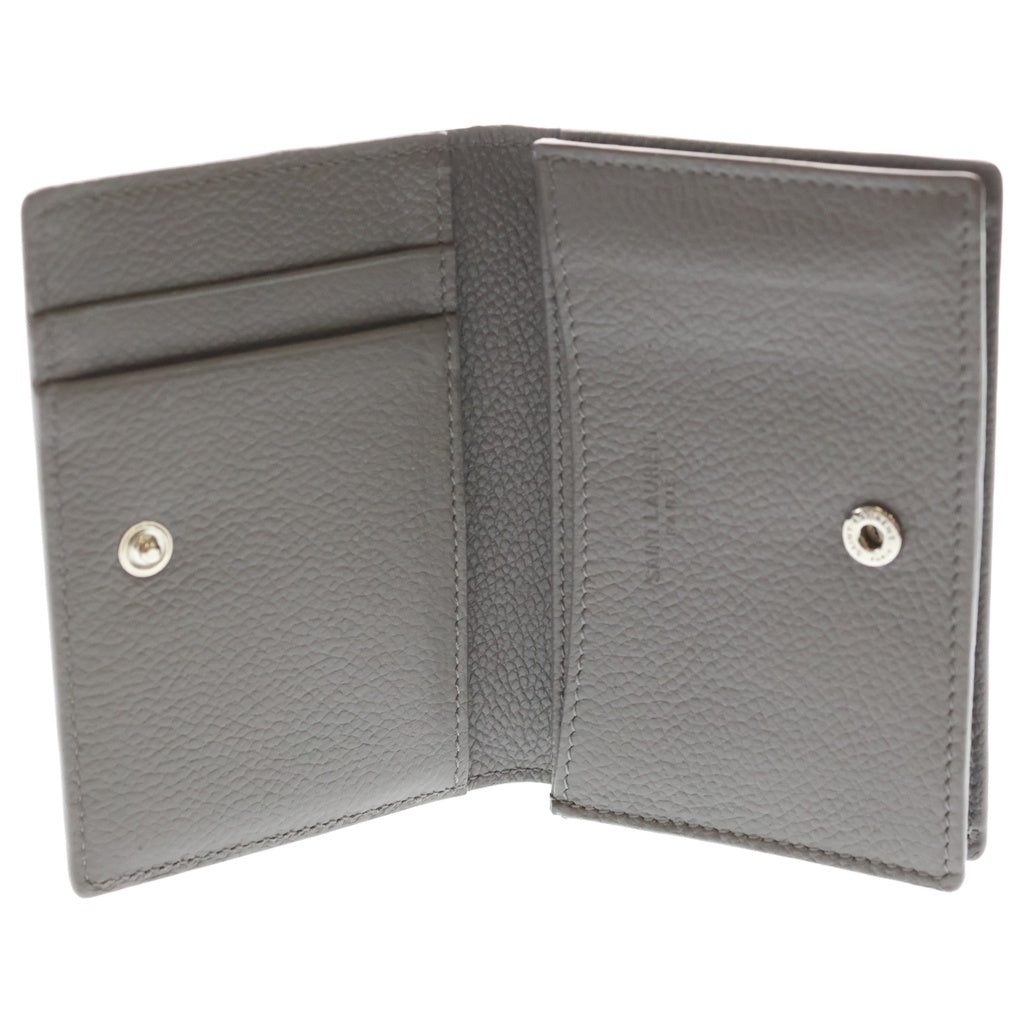 SAINT LAURENT PARIS(サンローランパリ) TINY WALLET ロゴプリント レザー ウォレット 二つ折り財布 グレー
