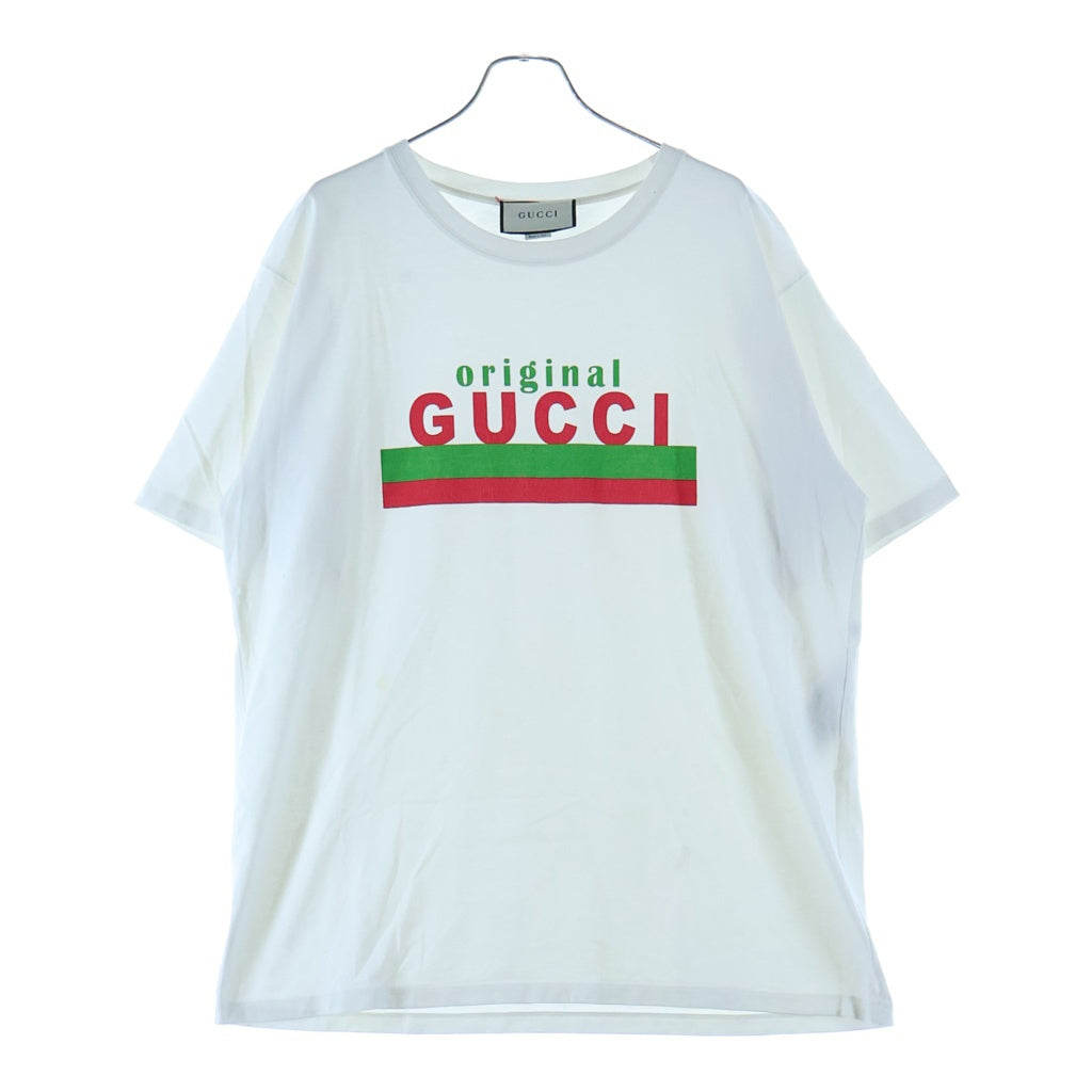 GUCCI(グッチ) 20SS オーバーサイズ フロントプリント クルーネック半袖Tシャツ ショートスリーブカットソー ホワイト 616036 XJCOQ