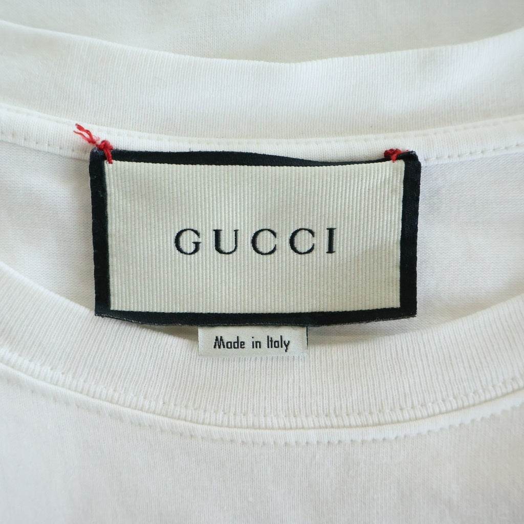 GUCCI(グッチ) 20SS オーバーサイズ フロントプリント クルーネック半袖Tシャツ ショートスリーブカットソー ホワイト 616036 XJCOQ