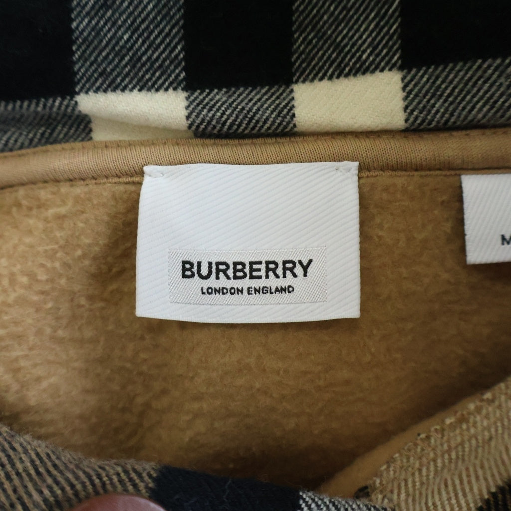 BURBERRY(バーバリー) チェックトリム コットンブレンドフーディー プルオーバーパーカー キャメル PTSIC9315VIL