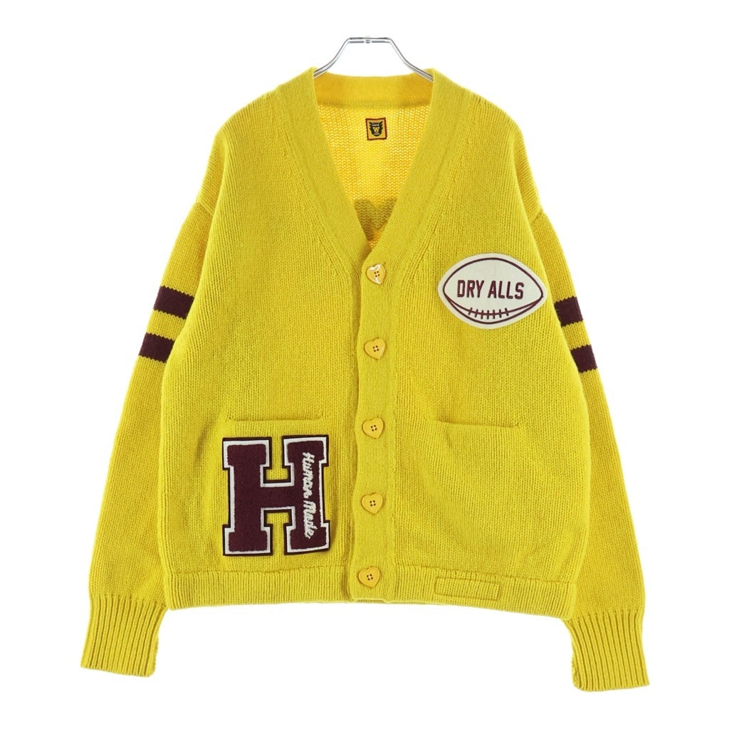 HUMAN MADE(ヒューマンメイド) LOW GAUGE KNIT CARDIGAN Hロゴワッペン ニット カーディガン イエロー