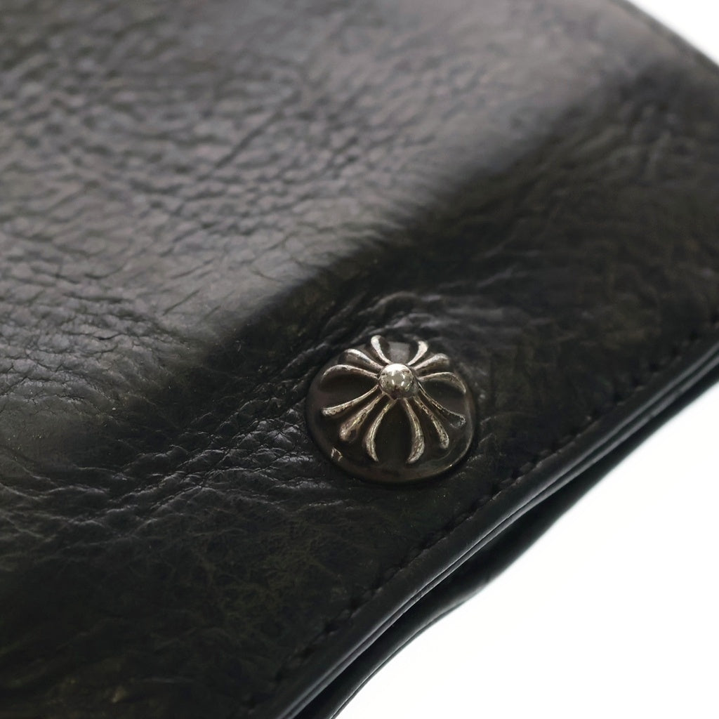 CHROME HEARTS(クロムハーツ) 1SNAP 1スナップ クロス ボールボタン レザーウォレット 財布 ブラック