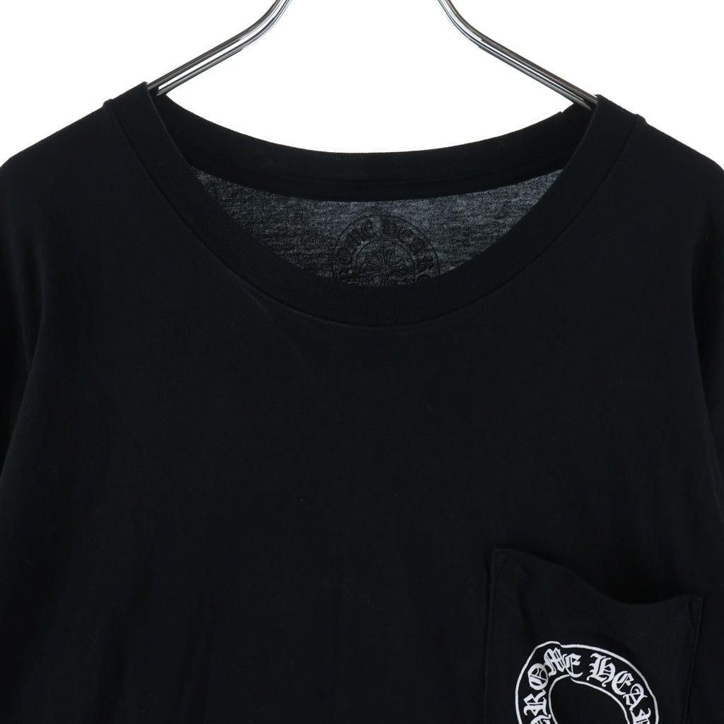 CHROME HEARTS(クロムハーツ) FLRL CRS HORSESHOE L/S バックホースシュー 袖フローラル ロングスリーブカットソー 長袖Tシャツ ブラック