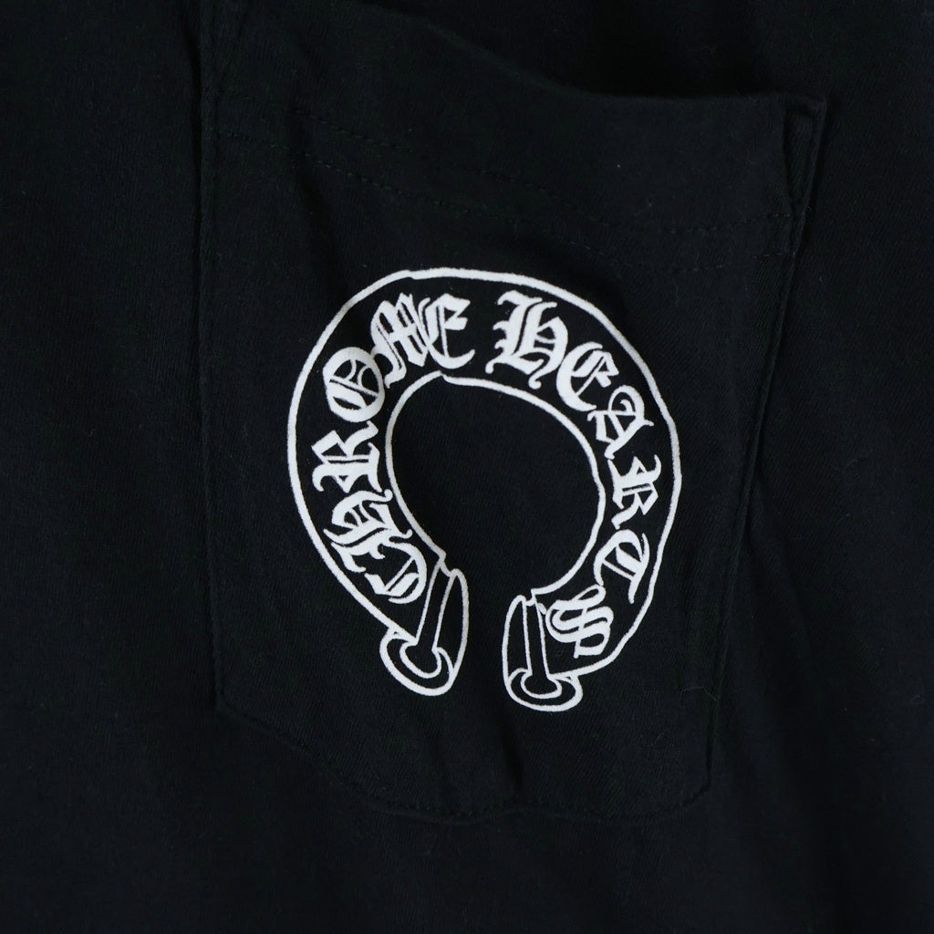 CHROME HEARTS(クロムハーツ) FLRL CRS HORSESHOE L/S バックホースシュー 袖フローラル ロングスリーブカットソー 長袖Tシャツ ブラック