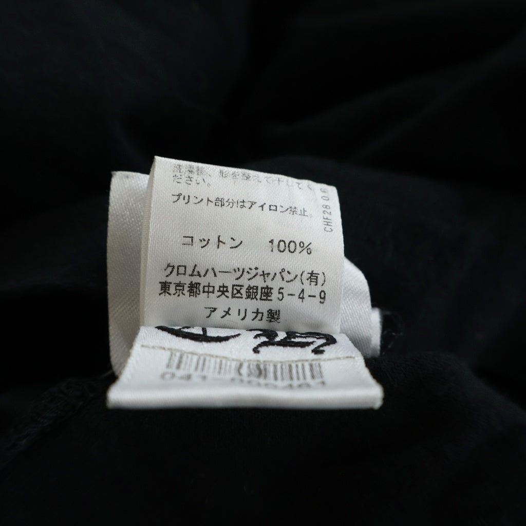 CHROME HEARTS(クロムハーツ) FLRL CRS HORSESHOE L/S バックホースシュー 袖フローラル ロングスリーブカットソー 長袖Tシャツ ブラック