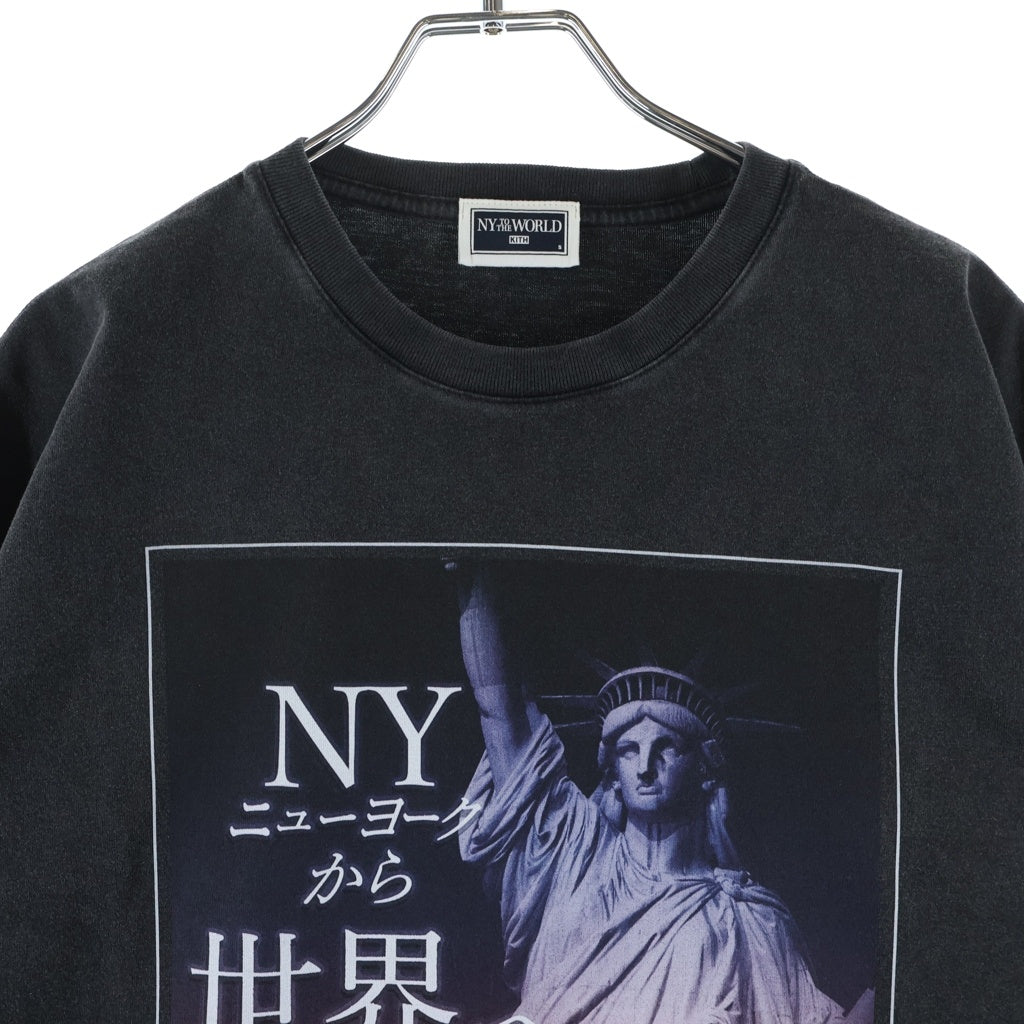 KITH(キス) NY TO THE WORLD Graphic Tee フロントプリント クルーネック 半袖Tシャツ ブラック 25-073-060-0136-4-0