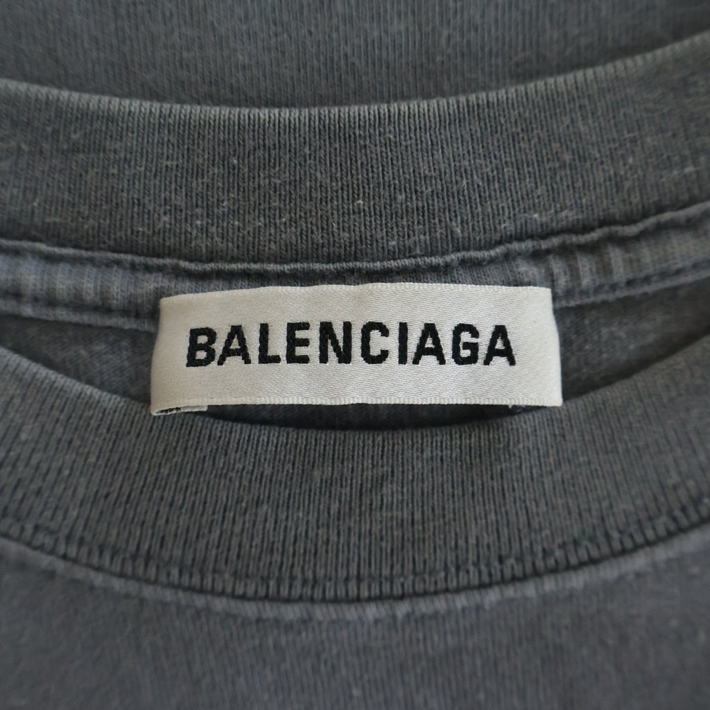 BALENCIAGA(バレンシアガ) リアルバレンシアガ フロント クルーネック 半袖Tシャツ グレー 612965 TIV47