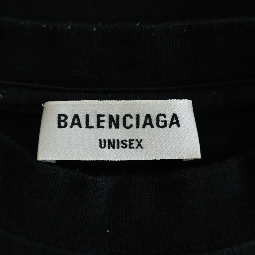 BALENCIAGA(バレンシアガ) BBロゴ ラインストーン装飾 クルーネック 半袖Tシャツ ブラック 612965 TMVP2