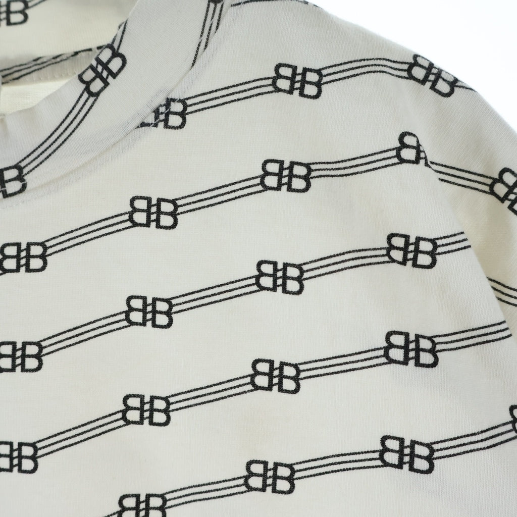 BALENCIAGA(バレンシアガ) BBロゴ総柄 クルーネック 半袖Tシャツ ホワイト 612965 TIVA1 2020