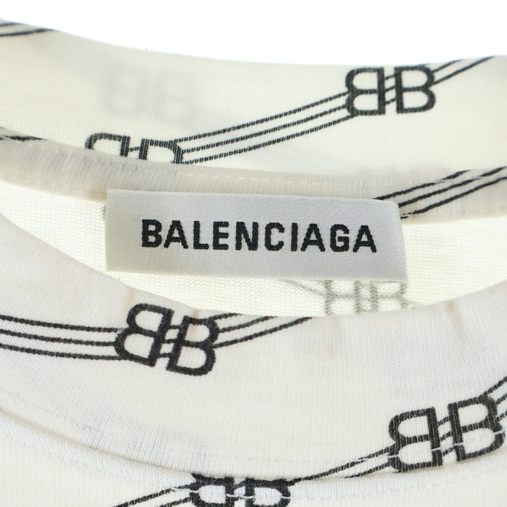 BALENCIAGA(バレンシアガ) BBロゴ総柄 クルーネック 半袖Tシャツ ホワイト 612965 TIVA1 2020