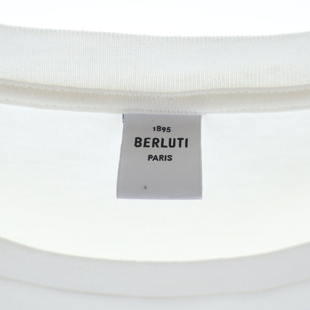 Berluti(ベルルッティ) ポケットレザーディティール クルーネック 半袖Tシャツ ホワイト R29JRS160JAEK