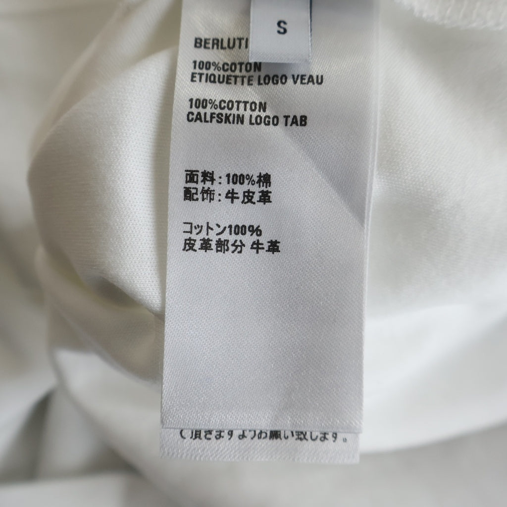 Berluti(ベルルッティ) ポケットレザーディティール クルーネック 半袖Tシャツ ホワイト R29JRS160JAEK