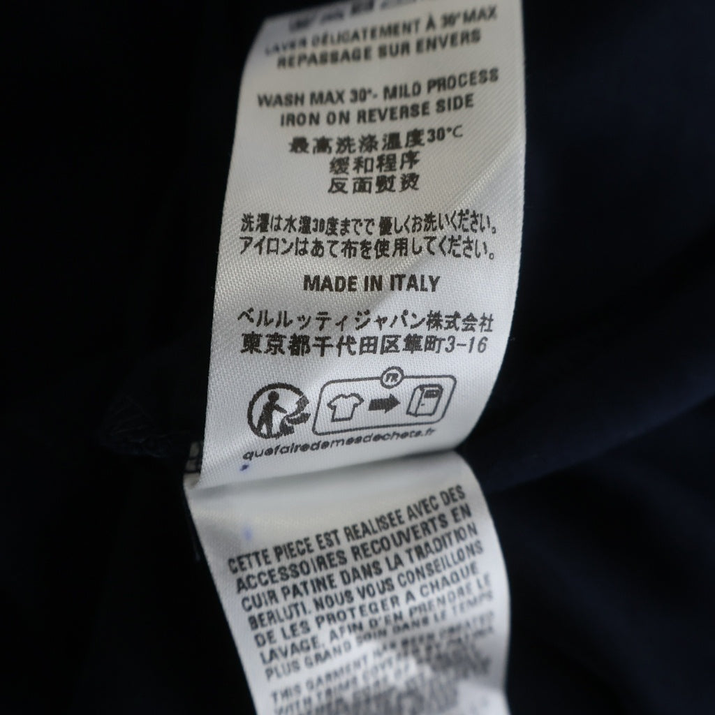 Berluti(ベルルッティ) 胸ポケットレザー切替 クルーネック 半袖Tシャツ ネイビー R28JRS155JAEK