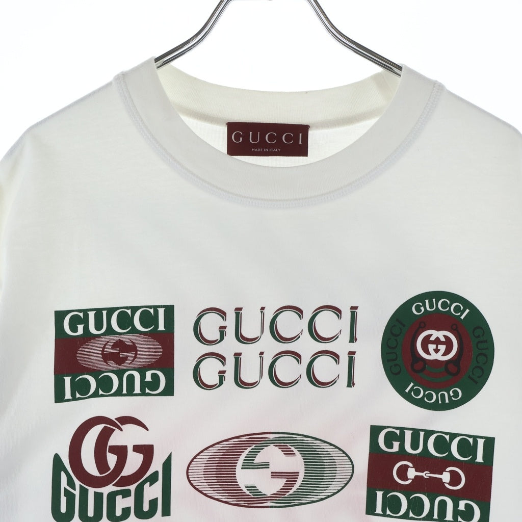 GUCCI(グッチ) Multi Logo Tee マルチロゴ クルーネック 半袖Tシャツ ホワイト 784361 XJGQY