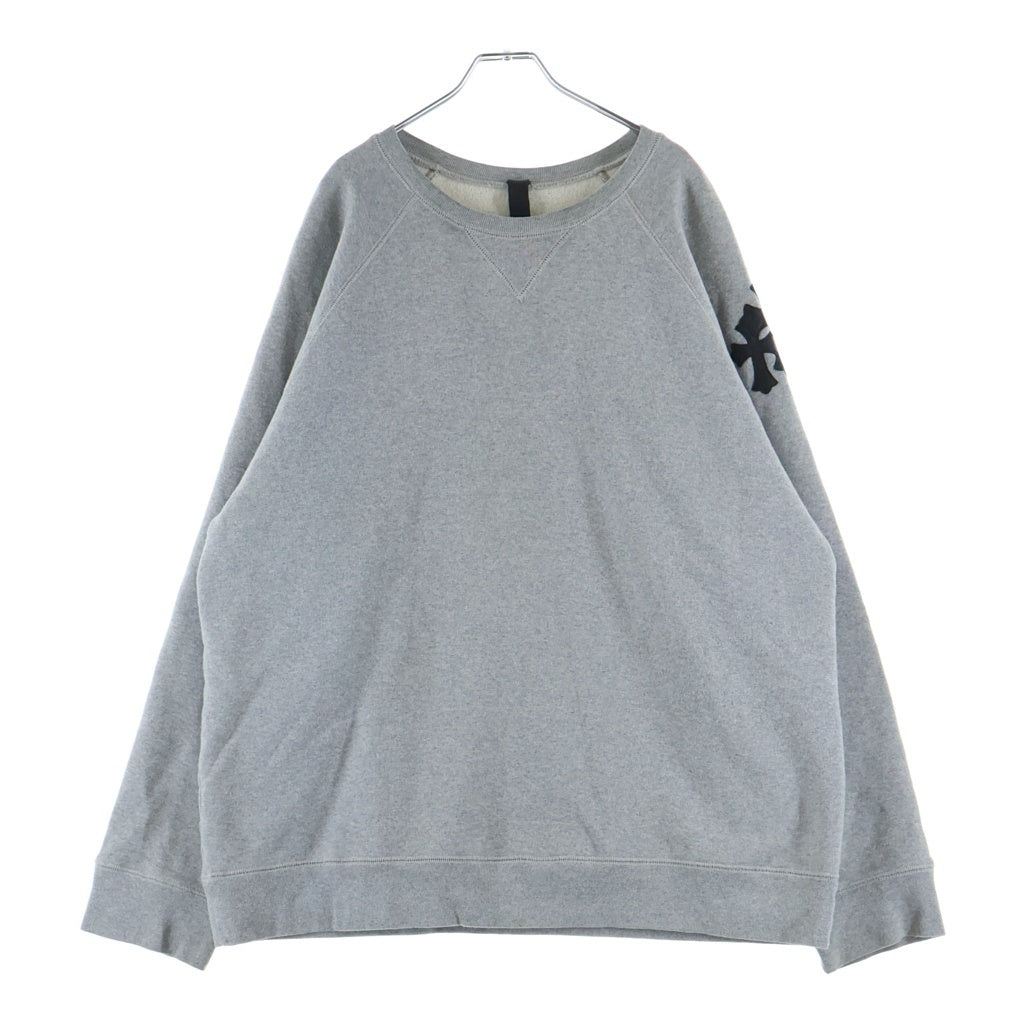 CHROME HEARTS(クロムハーツ) Y NOT SWTSHRT GYN U PAPER JAM クロスパッチ付きクルーネックスウェット グレー
