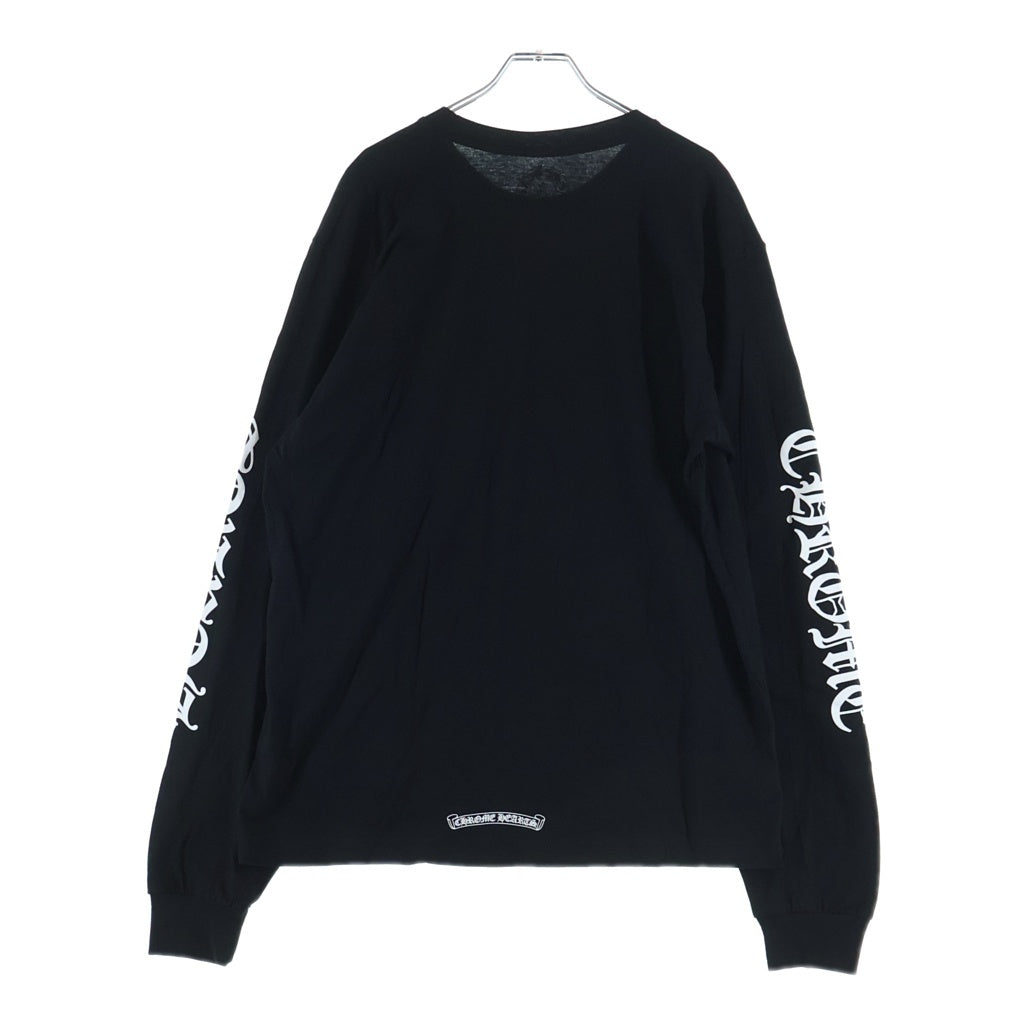 CHROME HEARTS(クロムハーツ) CH LS NECK LOGO ネックロゴプリント 袖ロゴ 長袖Tシャツ ロングスリーブカットソー ブラック