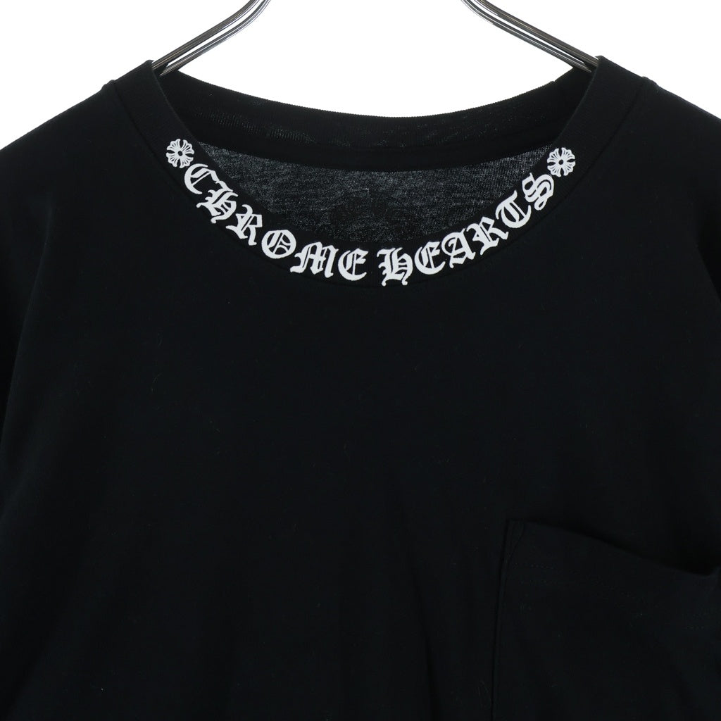 CHROME HEARTS(クロムハーツ) CH LS NECK LOGO ネックロゴプリント 袖ロゴ 長袖Tシャツ ロングスリーブカットソー ブラック