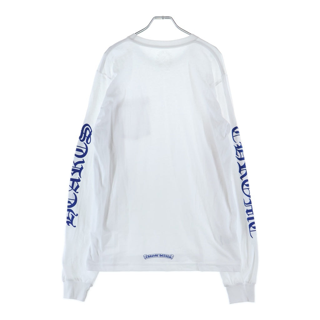 CHROME HEARTS(クロムハーツ) CH LS NECK LOGO ネックロゴプリント 袖ロゴ 長袖Tシャツ ロングスリーブカットソー ホワイト