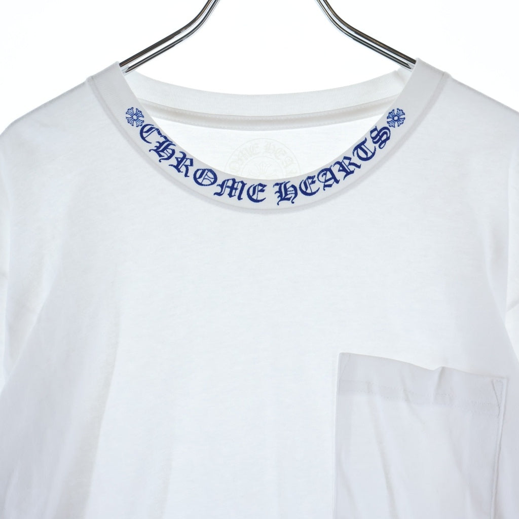 CHROME HEARTS(クロムハーツ) CH LS NECK LOGO ネックロゴプリント 袖ロゴ 長袖Tシャツ ロングスリーブカットソー ホワイト