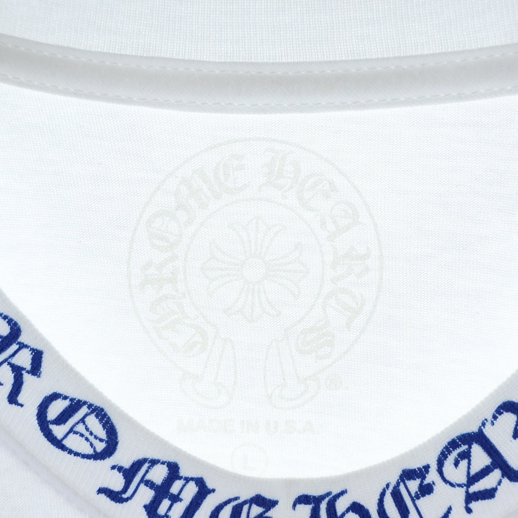 CHROME HEARTS(クロムハーツ) CH LS NECK LOGO ネックロゴプリント 袖ロゴ 長袖Tシャツ ロングスリーブカットソー ホワイト