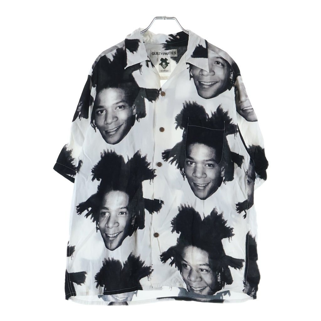 WACKO MARIA(ワコマリア) JEAN MICHEL BASQUIAT S/S HAWAIIAN SHIRT ジャンミシェルバスキア ショートスリーブハワイアンシャツ 総柄 開襟 オープンカラー ブラック/ホワイト