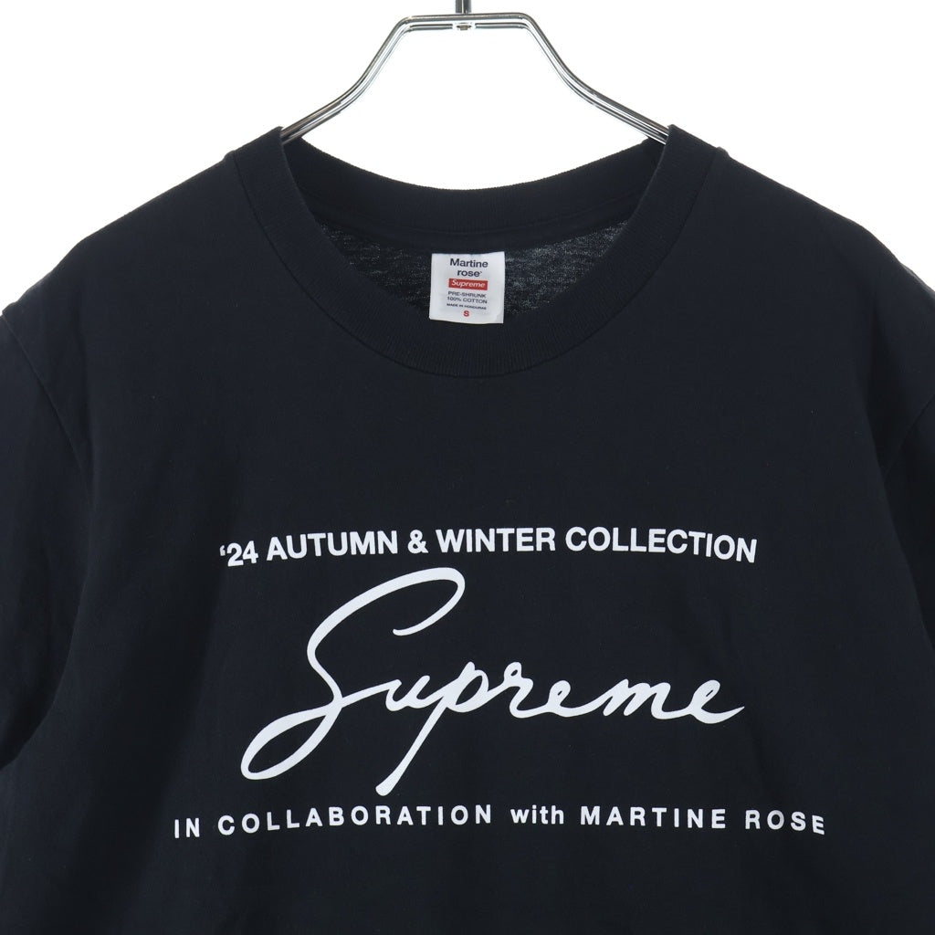 SUPREME(シュプリーム) 24AW ×MARTINE ROSE マーティンローズ フロントプリント クルーネック 半袖Tシャツ ブラック