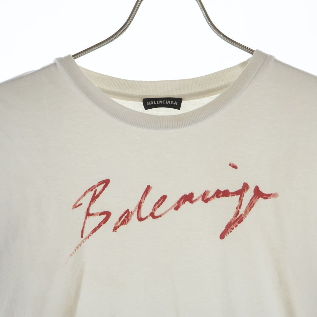 BALENCIAGA(バレンシアガ) フロントペイントロゴ クルーネック 半袖Tシャツ ホワイト 583212 TFV63
