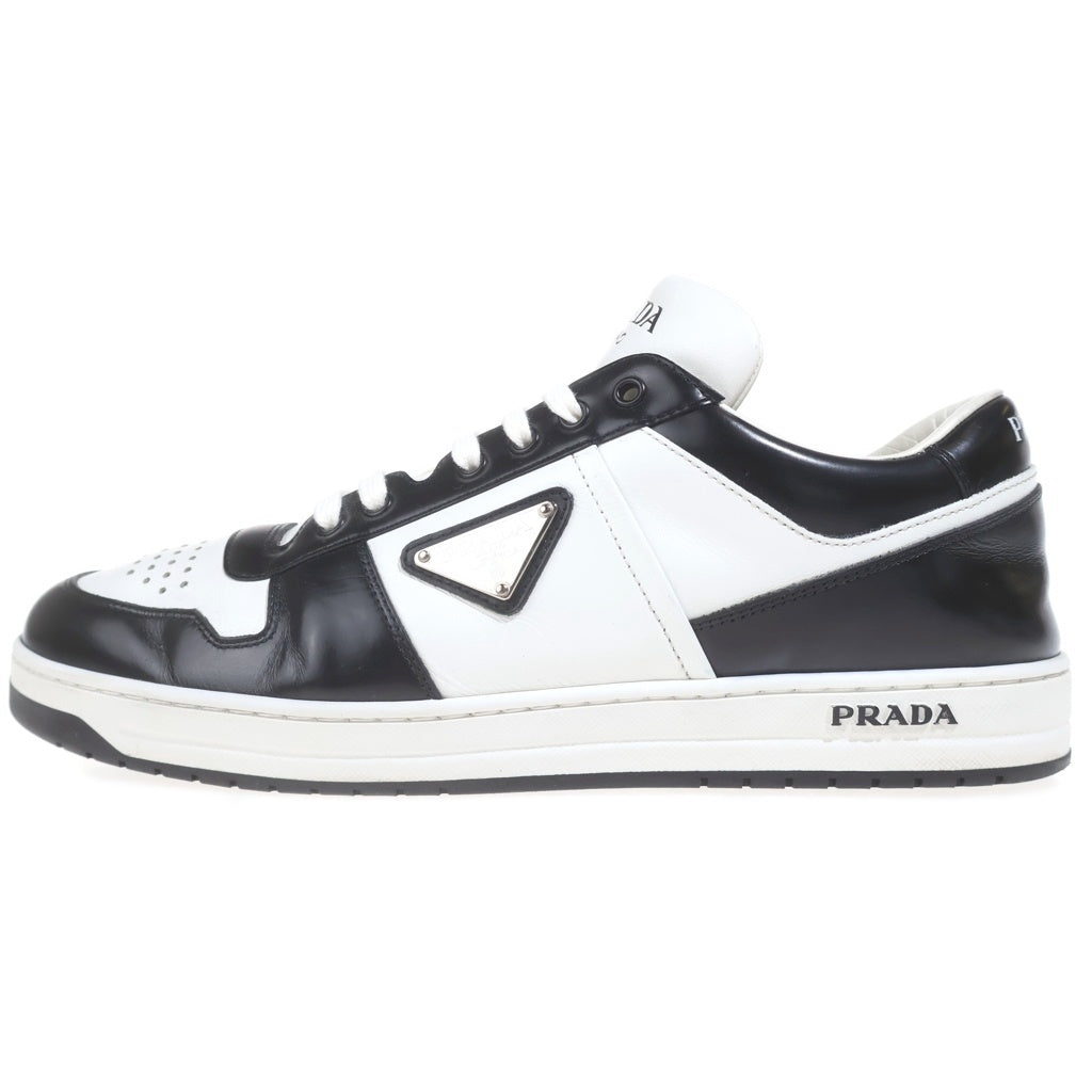 PRADA(プラダ) DOWNTOWN LEATHER SNEAKERS 2EE364 三角ロゴプレート レザー ローカットスニーカー ホワイト/ブラック