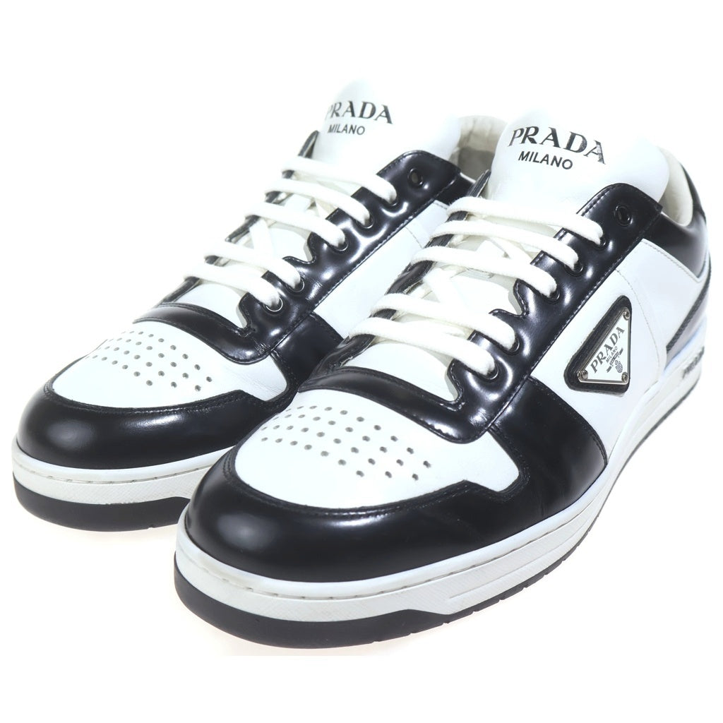 PRADA(プラダ) DOWNTOWN LEATHER SNEAKERS 2EE364 三角ロゴプレート レザー ローカットスニーカー ホワイト/ブラック