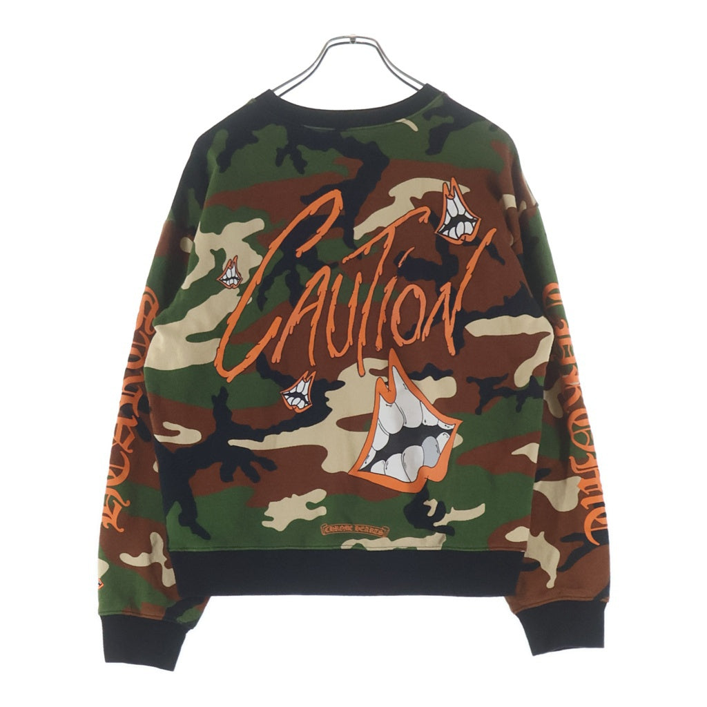 CHROME HEARTS(クロムハーツ) ×MATTY BOY PPO CAUTION CREW マッティボーイ カモフラ総柄 チョンパープリント クルーネックスウェットトレーナー カーキ