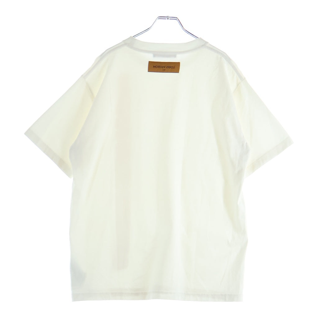 LOUIS VUITTON(ルイヴィトン) エンボス加工 クルーネック半袖Tシャツ ショートスリーブカットソー ホワイト RM212M DT3 HLY22W