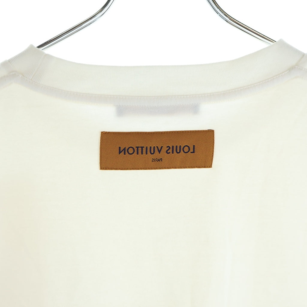 LOUIS VUITTON(ルイヴィトン) エンボス加工 クルーネック半袖Tシャツ ショートスリーブカットソー ホワイト RM212M DT3 HLY22W