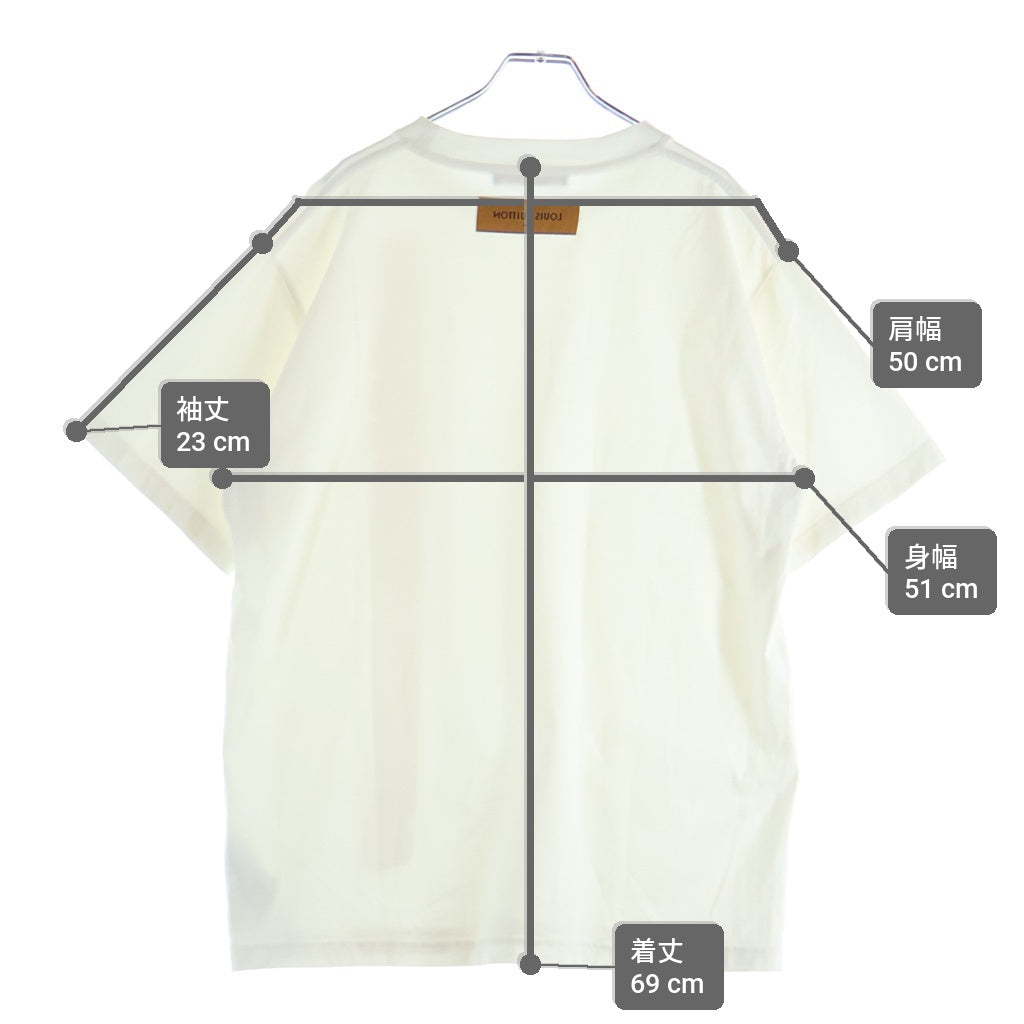 LOUIS VUITTON(ルイヴィトン) エンボス加工 クルーネック半袖Tシャツ ショートスリーブカットソー ホワイト RM212M DT3 HLY22W