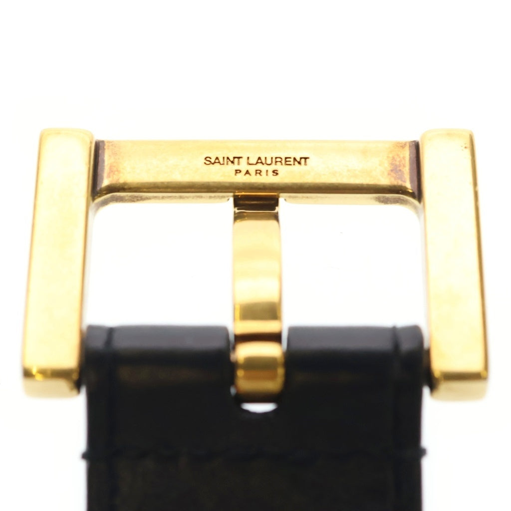 SAINT LAURENT PARIS(サンローランパリ) YSLロゴバックル レザー ベルト ブラック/ゴールド 634437