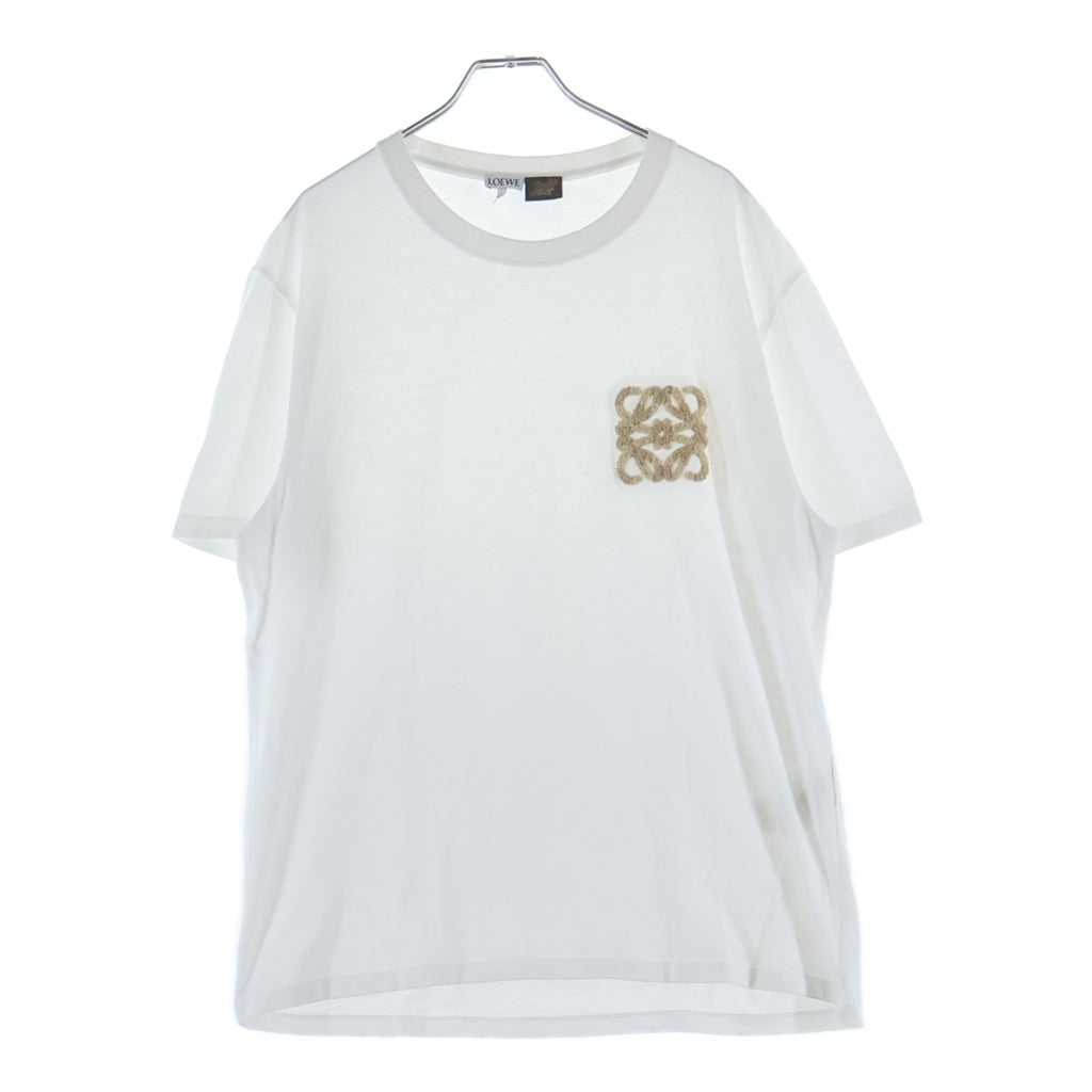 LOEWE(ロエベ) 24SS PAULA'S IBIZA パウラズ イビザ パイル アナグラムロゴ刺繍 クルーネック 半袖Tシャツ カットソー グレー H616Y22X67