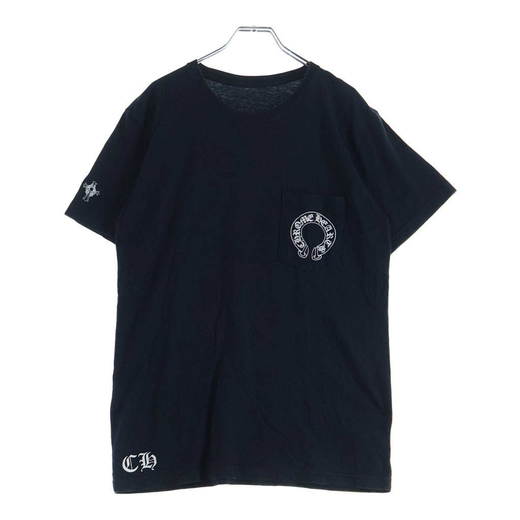 CHROME HEARTS(クロムハーツ) CH PLUS HORSESHOE BACK T-BAR T-SHIRT CHプラス ホースシュー バックTバー プリント クルーネック半袖Tシャツ カットソー ブラック