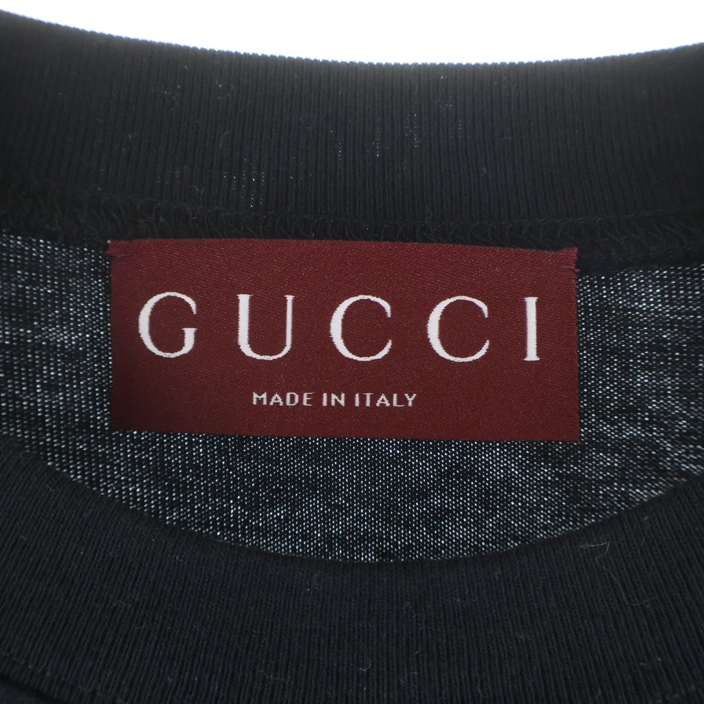 GUCCI(グッチ) 24SS Script Logo Embroidery Tee ロゴ刺繍 クルーネック半袖Tシャツ ブラック 788072 XJGJ0 レディース