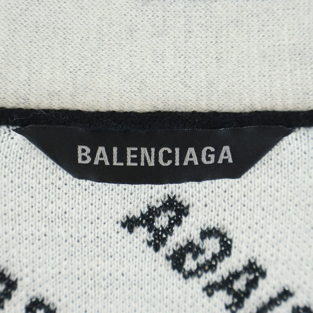 BALENCIAGA(バレンシアガ) ロゴ総柄 ニットカーディガン ブラック RI58 7I9649 TI660