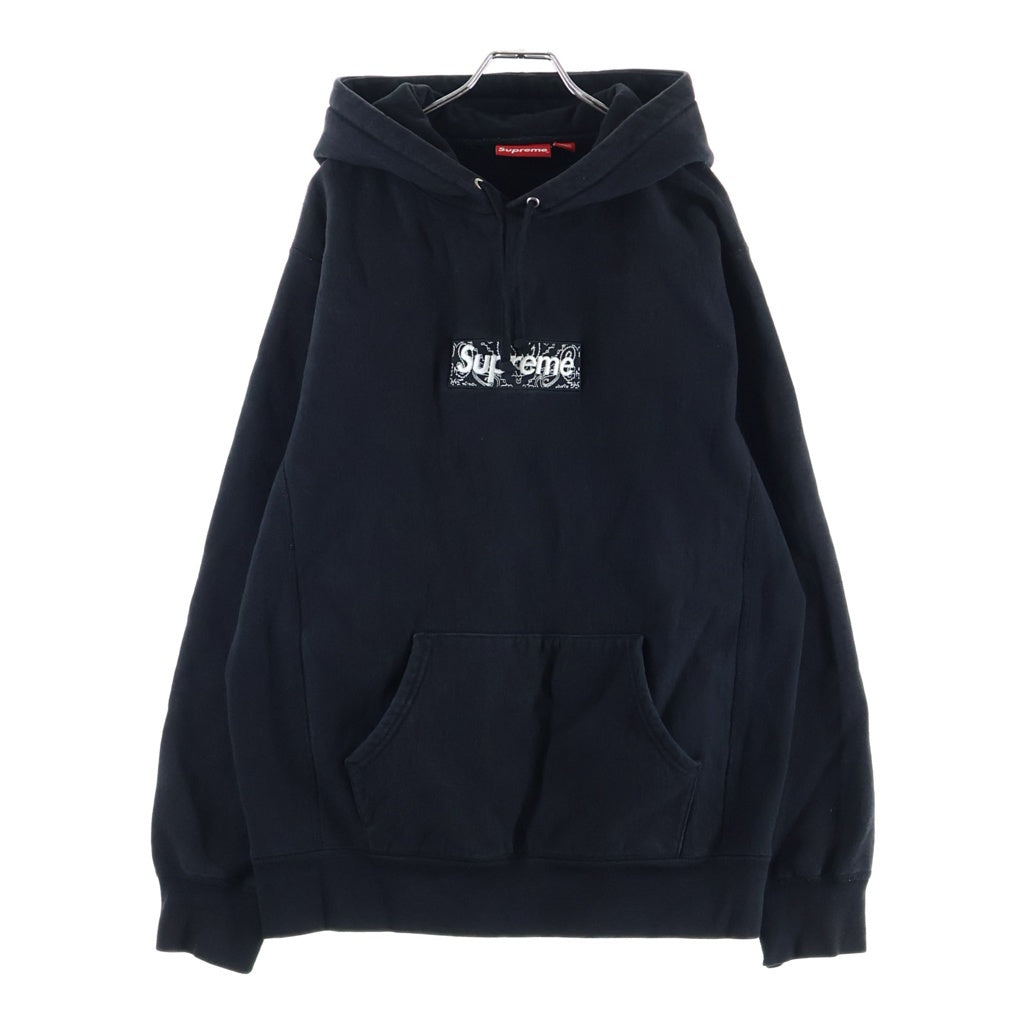 SUPREME(シュプリーム) 19AW Bandana Box Logo Hoodie バンダナ柄ボックスロゴ プルオーバーパーカー ブラック