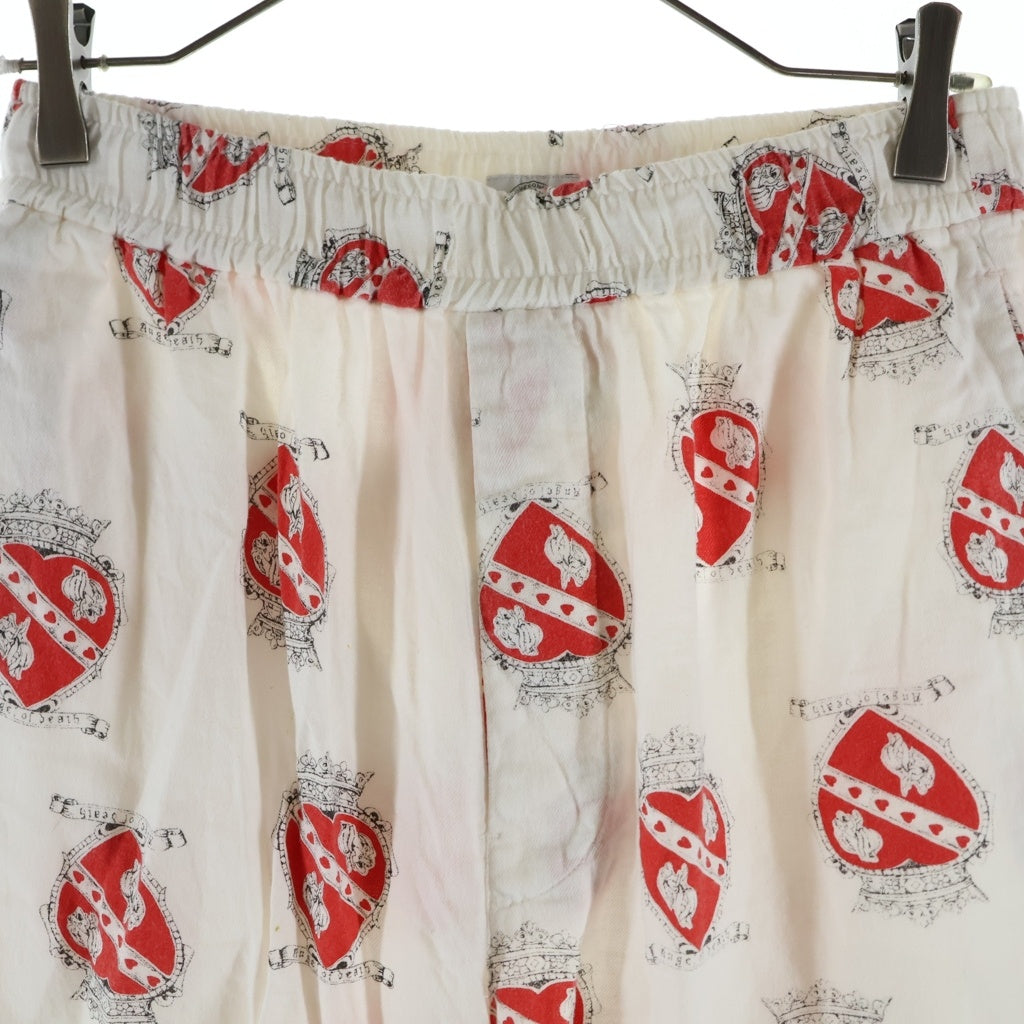 SAINT MICHAEL(セントマイケル) 21SS PJ PANTS ハート総柄 パジャマパンツ ホワイト SM-S21-0000-032